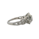 Neil Lane 14kt White Gold Pear Cut Diamond Ring with Diamond Double Halo and Braid Band Size 5
