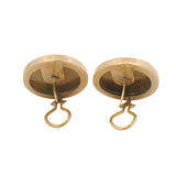 Vintage Solid 14kt Yellow Gold 25mm Wide Button Omega Back 12.6g Earrings