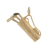 Vintage Solid 14kt Yellow Gold Golf Clubs Bag Sports Charm