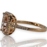 QCD Quality Color Design 14kt Solid Rose Gold Ring with Morganite and Accent Diamond Wedding Engagement Halo Size 7