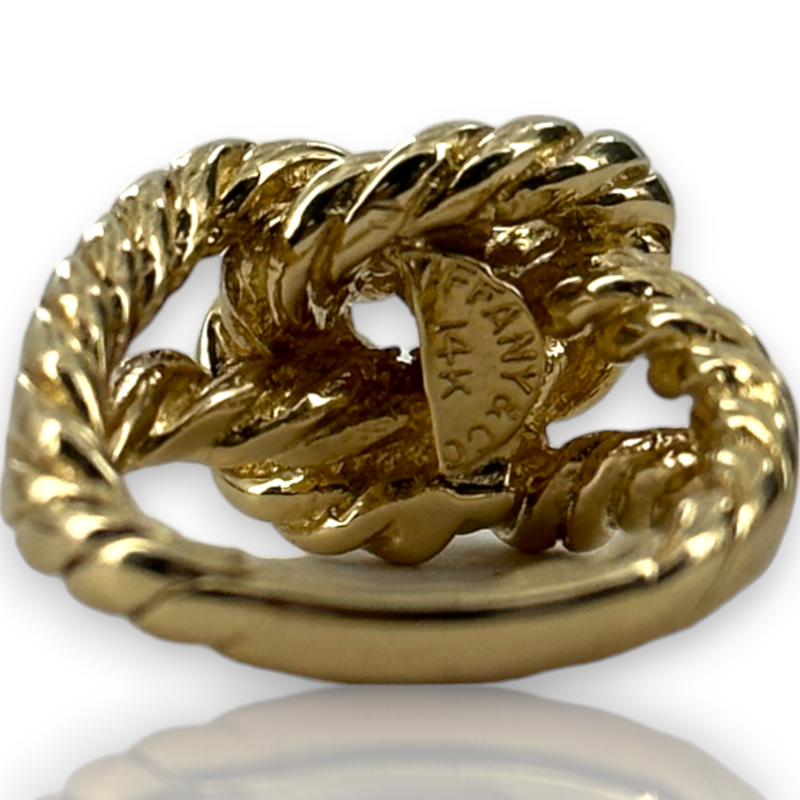 Vintage Tiffany & Co 14kt 585 Lovers Knot Rope Ring Yellow Gold Size 3