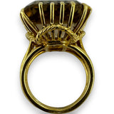 Vintage 1960s Corletto Smokey Topaz Cocktail Ring with Rope Detail Size 5 Made in Italy
