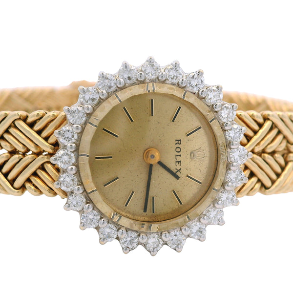 Vintage Rolex 8429 Solid Yellow Gold 20mm Diamond Watch