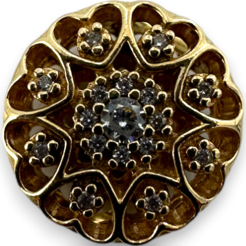 Pandora 14kt Hearts of Gold Cut-Out Spacer Charm with Cubic Zirconia CZ Pendant ALE 585