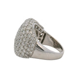 Vintage 18kt White Gold Large 5.25ctw Diamond Pave Cluster Dome Ring Size 6.5