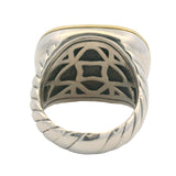 David Yurman Retired Large Rectangular 925 Sterling/18kt Yellow Gold and Amethyst Albion Ring Size 7