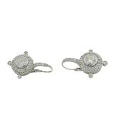 Judith Ripka Solid 925 Sterling Silver and CZ Lever Back Drop Cluster Earrings