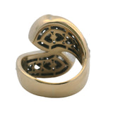 Solid 18kt Yellow Gold and VS 2ctw Diamond Large Heart Bypass Statement Ring Size 6.5