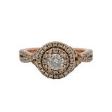 Neil Lane 14kt Rose Gold 0.33ct Center Diamond Double Halo Twist Band Ring Sz 9