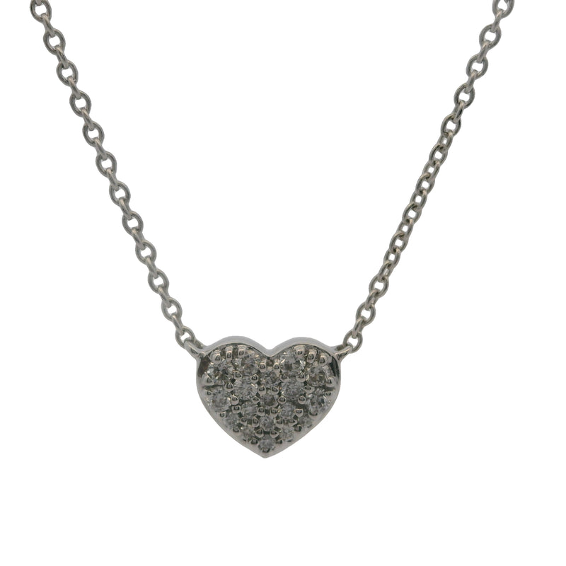 Blue Nile 14kt White Gold Mini Diamond Heart Station Pendant 16" Necklace