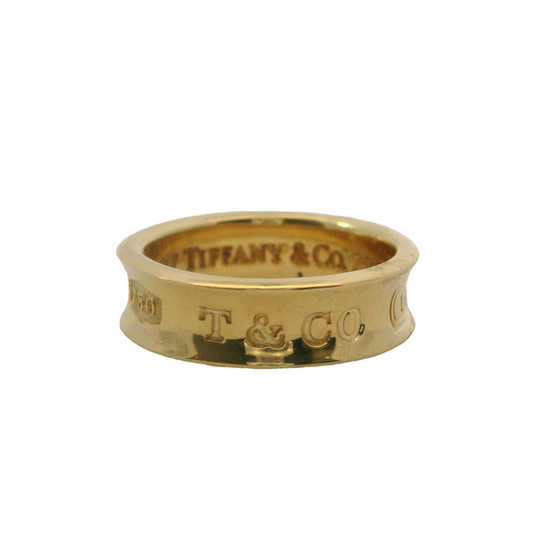 Vintage 1997 Tiffany & Co 18kt Yellow Gold Curved 1837 Collection 6mm Ring Size 7