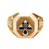 Vintage Solid 10kt Yellow Gold AMORC Rosicrucian Order Ankh and Sphinx Commemorative Ring Size 10
