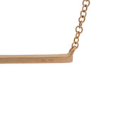 Shy Creation Solid 14kt Rose Gold Diamond Bar Pendant with Adjustable 15-18" Chain