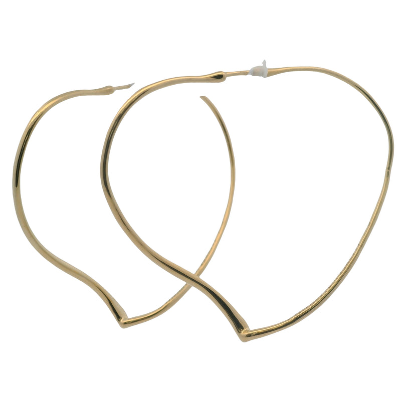 Vintage Tiffany & Co Elsa Peretti Solid 18kt Yellow Gold Open Heart Large Hoop Earrings