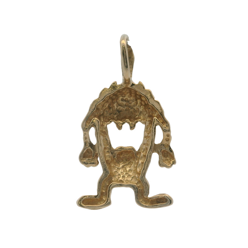 Vintage 1990 Warner Brothers Solid 14kt Yellow Gold Tasmanian Devil Charm