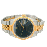 Rolex Datejust 16233 36mm Blue Sunburst Dial Jubilee 18K Yellow Steel 1996 Watch Papers