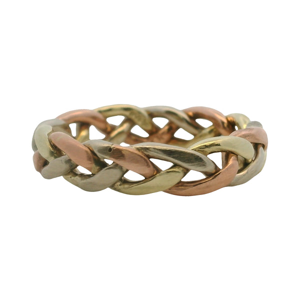 Vintage 14kt Tri-Tone Gold Braided Twisted Woven Ring Size 7.5