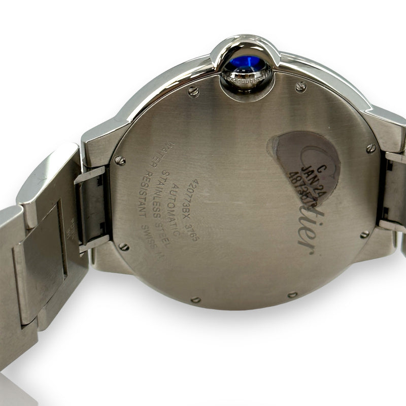Cartier 3765 Ballon Bleu Date 42mm WSBB0049 Stainless Steel Watch B&P
