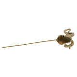 Antique Solid 14kt Yellow Gold Ram's Head Figural Stick Lapel Pin With Sapphire Eyes