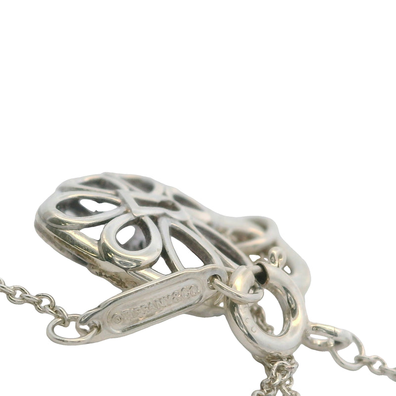 Tiffany & Co 925 Sterling Silver Filigree Heart Lock 16" Chain Necklace