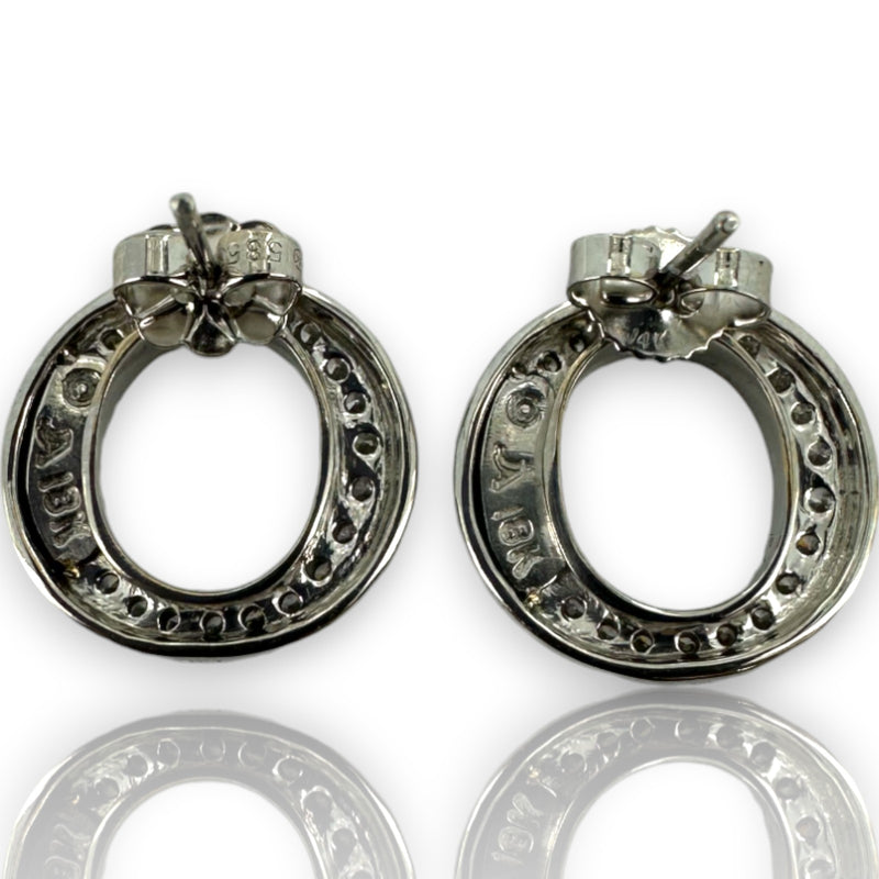 John Atencio Limited Edition Endearment Collection 18kt White Gold and Diamond Circle "O" Stud Earrings