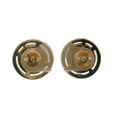 Antique Converted Cufflink 14kt Yellow Gold Essex Painted Glass Horse Pierced Screw-Back Stud Earrings