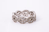 Cubic Zirconia Pave Infinity Twisted Eternity Band 925 Sterling Silver Ring Size 5 3/4