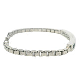 Fayendra 925 Sterling Silver and Black Cubic Zirconia Bar Box Chain 7" Bracelet