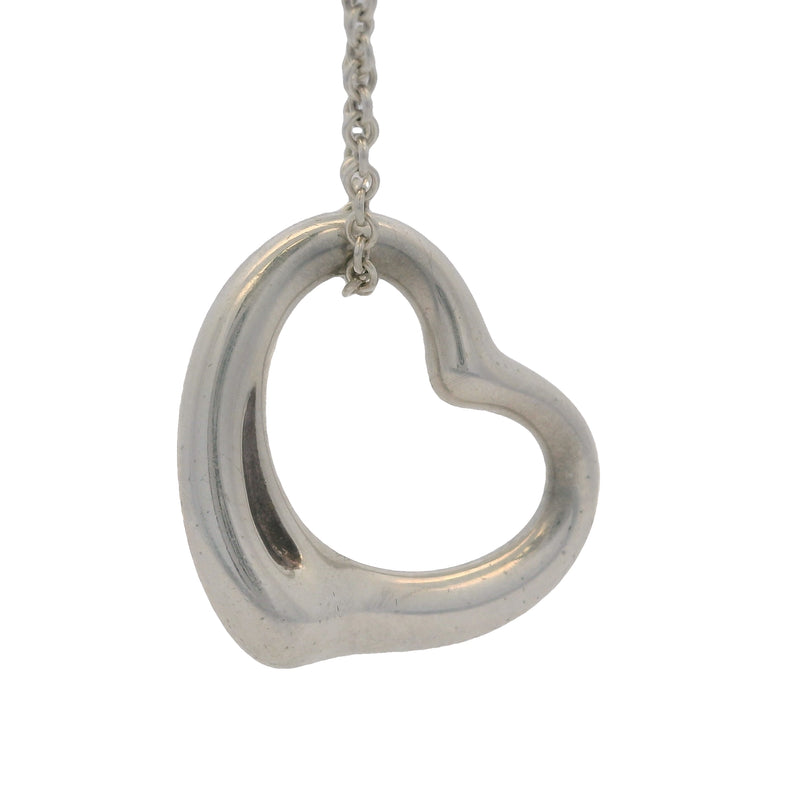 Tiffany & Co Elsa Peretti 925 Sterling Silver 22mm Open Heart Pendant On 16" Chain