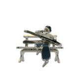 Vintage 925 Sterling Silver and Colored Enamel Guitar Player Musician Charm