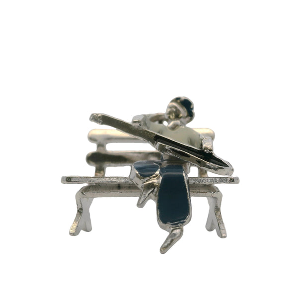 Vintage 925 Sterling Silver and Colored Enamel Guitar Player Musician Charm