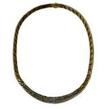 Vintage Solid 18kt 750 Yellow Gold 60g Princess Cut Emerald, Diamond, and Sapphire Collar 16" Necklace