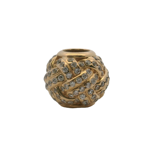 Charm deslizante con nudo de amor brillante de Pandora en oro amarillo sólido de 14 kt 585 y circonita cúbica.