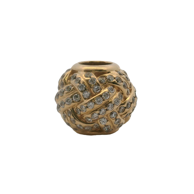 Charm deslizante con nudo de amor brillante de Pandora en oro amarillo sólido de 14 kt 585 y circonita cúbica.