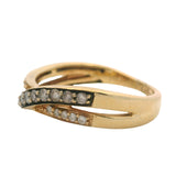 LeVian Solid 14kt Yellow Gold and White and Champagne Diamonds Crossover Ring Size 5.75