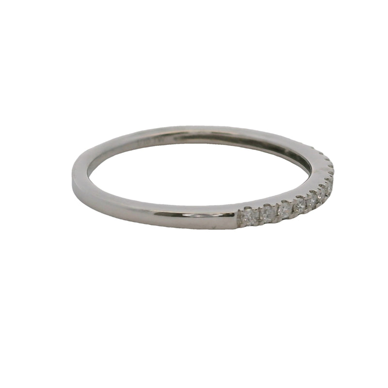 10kt White Gold and Diamond Thin Dainty 1.6mm Stackable Wedding Band Ring Size 7
