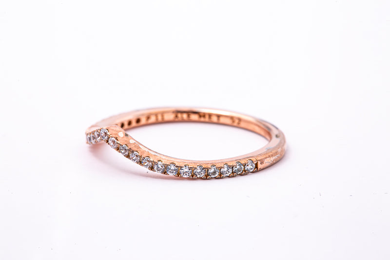 Pandora ALE Cubic Zirconia Wishbone 14K 585 Rose Gold Plated Metal Ring 52 US 6