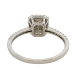 18kt White Gold and Round and Baguette Diamond Cluster Halo Ring Size 6.75
