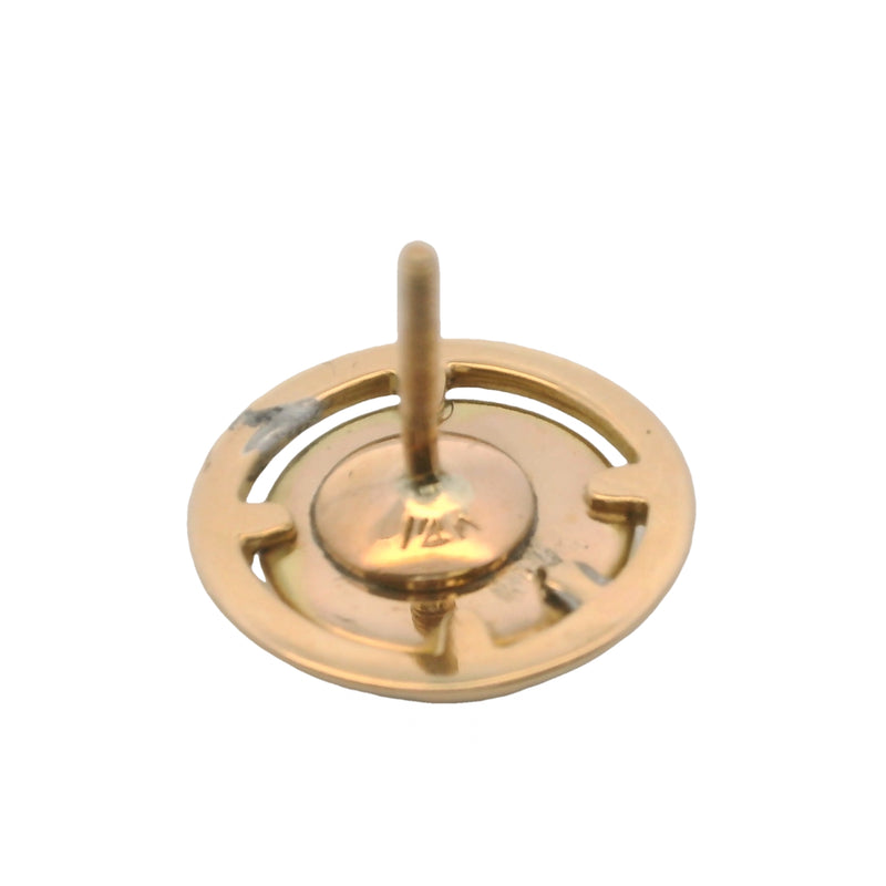 Antique Converted Cufflink 14kt Yellow Gold Essex Painted Glass Horse Pierced Screw-Back Stud Earrings