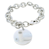 Retired Tiffany & Co 925 Sterling Silver Blank Circle Tag 7.5" Charm Bracelet