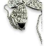 EFFY Nature Collection Solid 14kt White Gold and 1.88ctw Diamond Butterfly Pendant with Matching 16"-18" Adjustable 14kt Chain