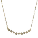 Solid 14kt Yellow Gold 18" Line of Stars Stationed on Cable Chain Necklace