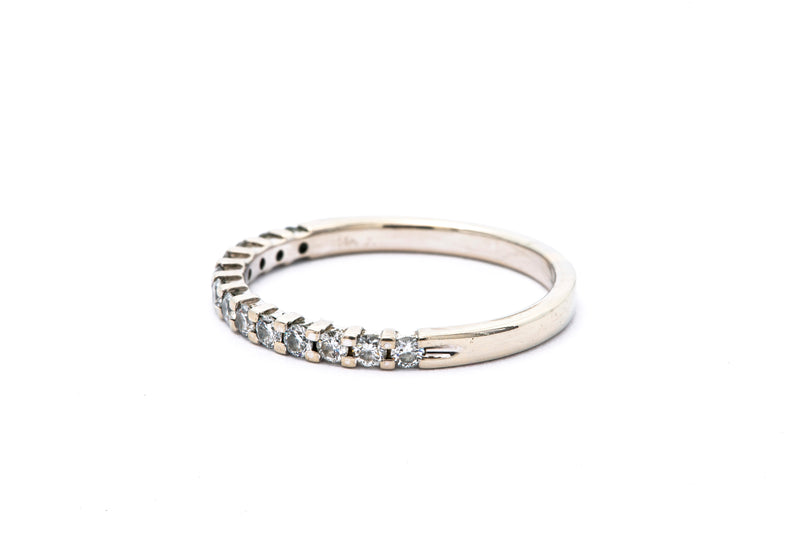 Stackable 2mm Round Brilliant Diamond 14k 585 White Gold Band Ring Size 7.5