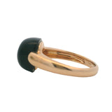 Vintage Italian Solid 18kt Rose Gold and Cabochon Onyx Solitaire Cocktail Ring Size 9