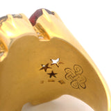 H. STERN & DVF Solid 18kt Yellow Gold Ruby, Tourmaline, Aquamarine, Quartz & Diamond Cocktail Ring Sz 11