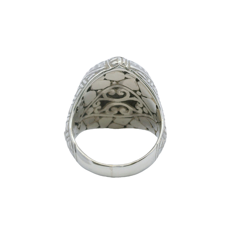 Sarda 925 Sterling Silver Swirl Pattern Oval Framed Ring Size 7