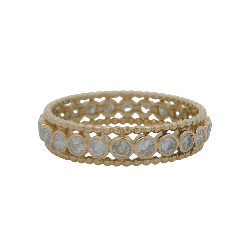 Ross Simmons 14kt Granulated Yellow Gold and 1ctw Bezel Set Diamond Eternity 5mm Band Ring Size 9