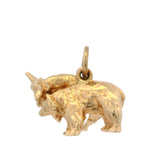 Vintage Solid 14kt Yellow Gold 3D Detailed Bear and Bull Market Wall Street Necklace Pendant