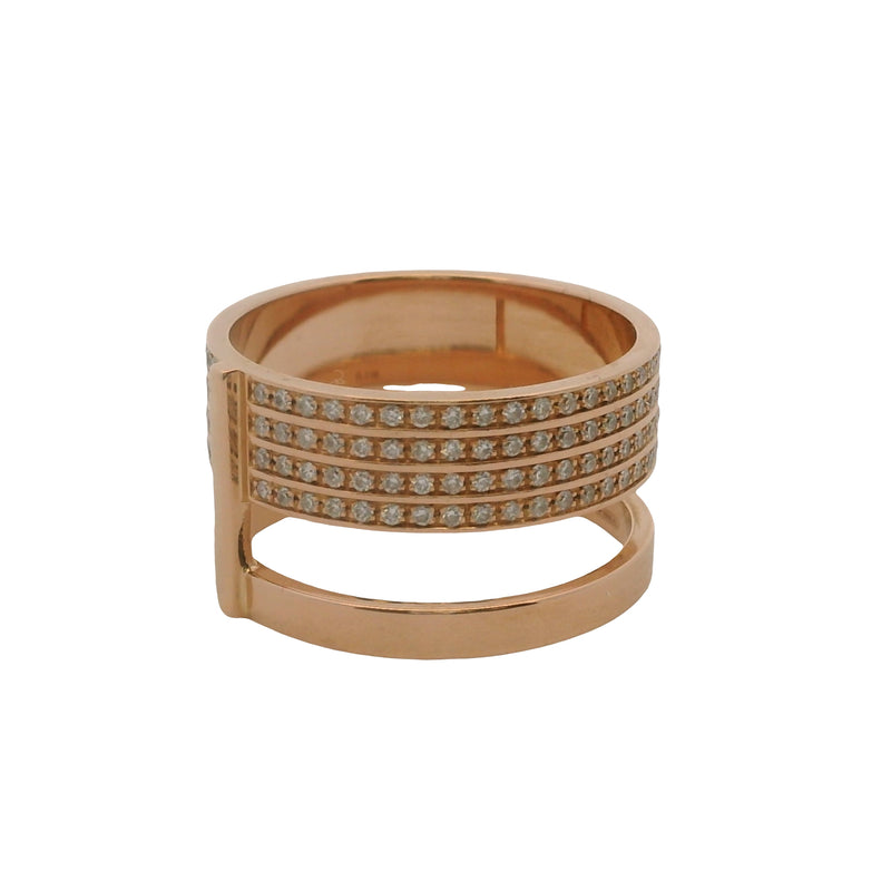 REPOSSI Retired Solid 18kt Rose Gold and Diamond Technical Berbere Double Band Ring Size 7.75