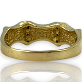 Solid 14kt Yellow Gold and Lab Black Opal Stackable Fashion Ring with 6 Diamonds Size 9.5